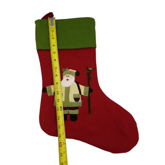 Santa and Reindeer Christmas Stockings Wool Rayon Red Green and White Preowne - Picture 6 of 14